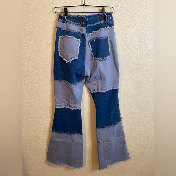 Denim Patchwork Flare Jeans - Picture 2 of 3